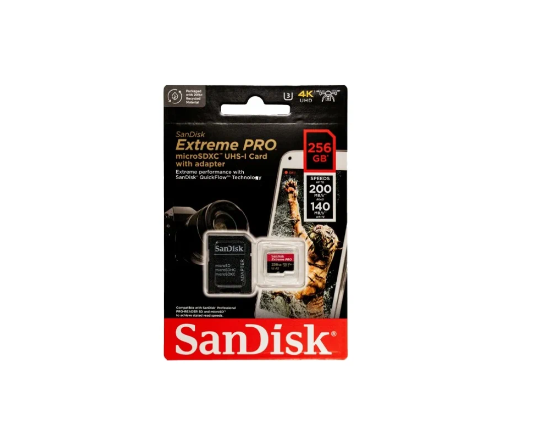 Карта памяти sandisk sdxc 256gb extreme pro uhs i v30 u3 200 140 mb s