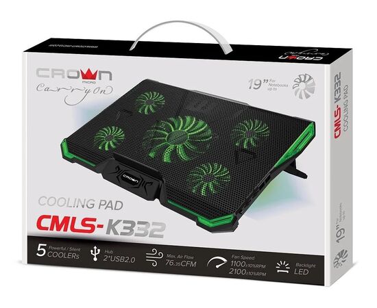 Точка ПК Подставка для ноутбука CROWN MICRO CMLS-K332, черный/зеленый, изображение 7