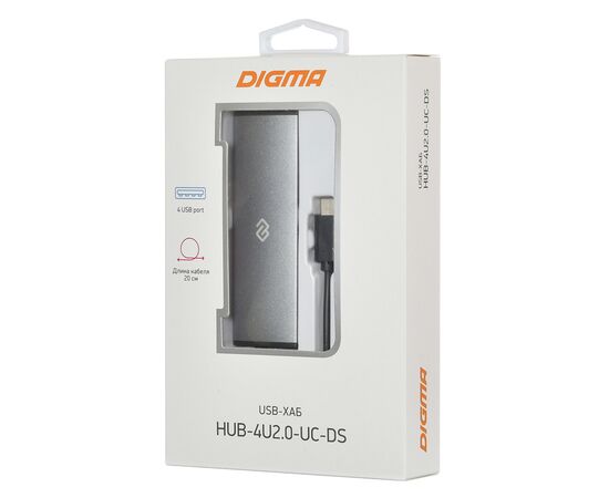 Точка ПК USB-концентратор Digma HUB-4U2.0-UC-DS (Type-C, 4xUSB 2.0), изображение 2