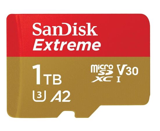 Точка ПК Карта памяти SanDisk Extreme microSDXC 1 ТБ Class 10, V30, A2, UHS-I, R/W 160/90 МБ/с, адаптер на SD