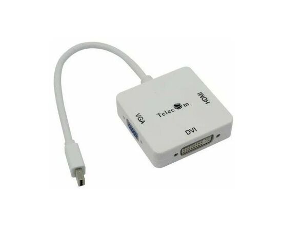 Точка ПК Кабель-переходник Telecom TA556 mini DP-->VGA/HDMI/DVI, белый, изображение 2