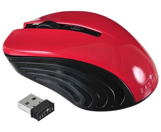 Точка ПК Беспроводная мышь OKLICK 545MW, черно-красный, изображение 2