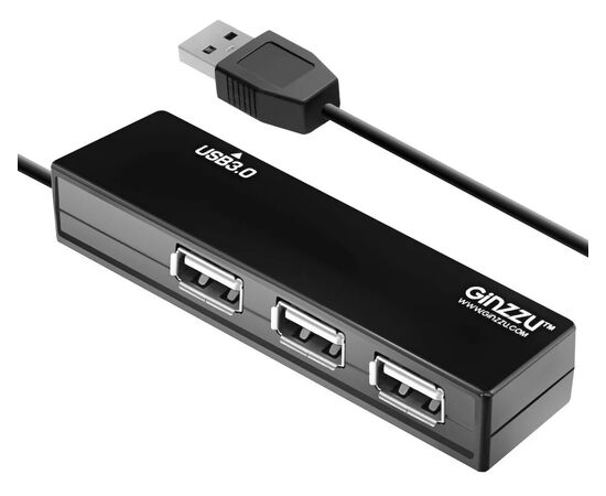 Точка ПК USB-концентратор Ginzzu GR-334UB, разъемов: 4, черный