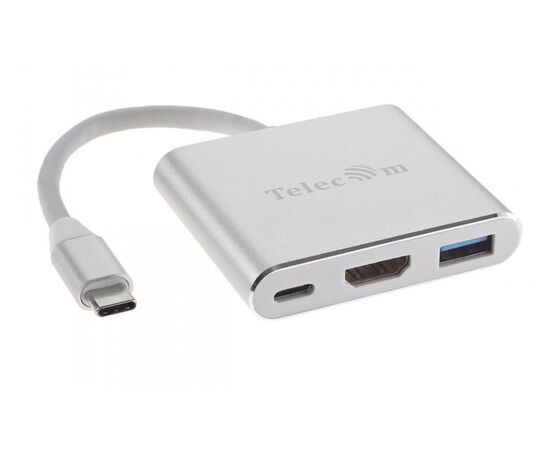 Точка ПК Переходник/адаптер Telecom USB Type-C - HDMI/USB Type-C/USB (TUC010), серебристый