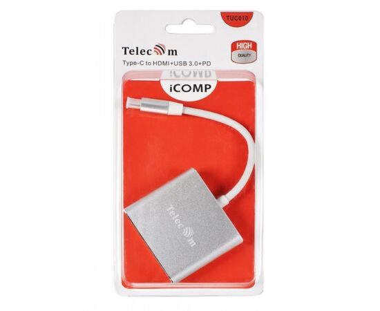 Точка ПК Переходник/адаптер Telecom USB Type-C - HDMI/USB Type-C/USB (TUC010), серебристый, изображение 3