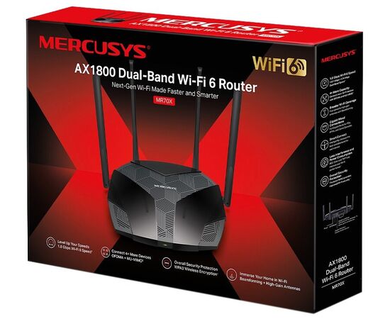 Точка ПК Wi-Fi роутер Mercusys MR70X, черный, изображение 7