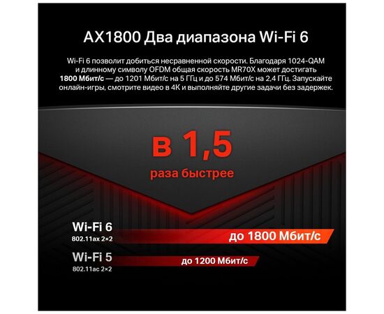Точка ПК Wi-Fi роутер Mercusys MR70X, черный, изображение 8
