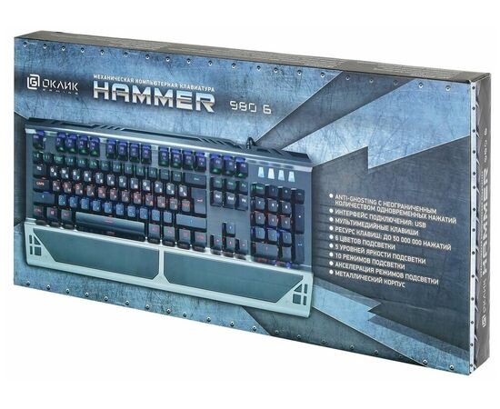 Точка ПК Клавиатура OKLICK 980G HUMMER Keyboard Black USB, изображение 11