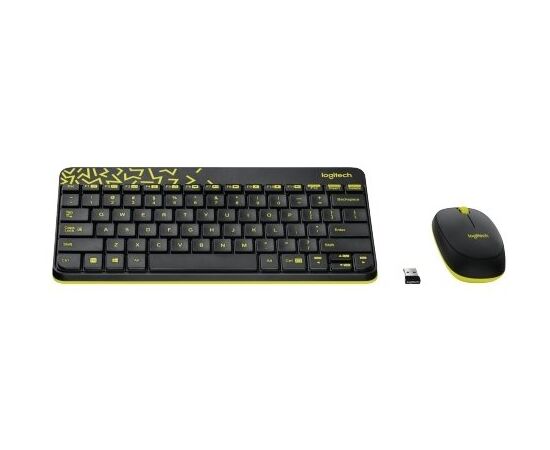 Точка ПК Клавиатура и мышь Logitech MK240 Nano Black-Yellow USB, изображение 2