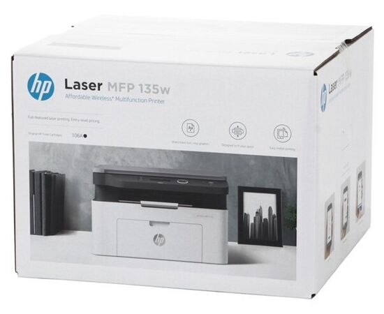 Точка ПК МФУ лазерное HP Laser MFP 135w, ч/б, A4, белый/черный, изображение 9