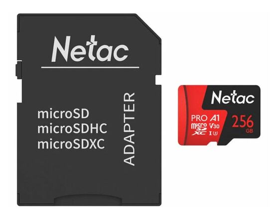 Точка ПК Карта памяти Netac microSD P500 Pro 256 ГБ, UHS-I U3, NT02P500PRO-256G-R