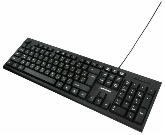Точка ПК Клавиатура Гарнизон GK-120, USB, черный, поверхность- карбон, изображение 2