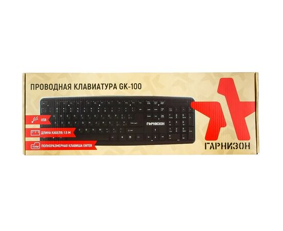Точка ПК Клавиатура Гарнизон GK-100 Black USB, изображение 4