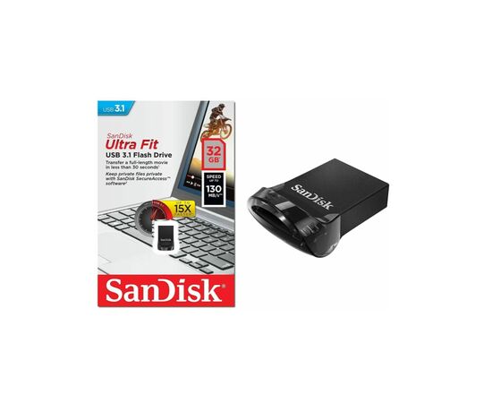 Точка ПК Флешка SanDisk Ultra Fit USB 3.1 CZ430 32 ГБ, 1 шт., черный (SDCZ430-032G-G46)