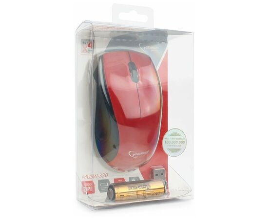 Точка ПК Мышь Gembird MUSW-320-R Red USB, изображение 4