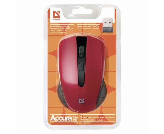 Точка ПК Мышь Defender Accura MM-935 USB RED, красный, изображение 2