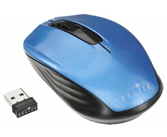Точка ПК Беспроводная мышь OKLICK 475MW Black-Blue USB, изображение 2