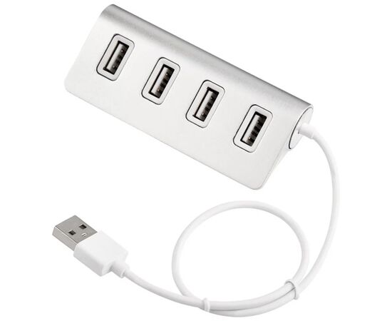 Точка ПК Разветвитель Rexant, 4 USB, 12 см, серебристый 18-4106