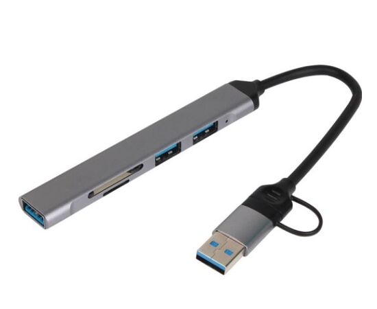 Точка ПК Разветвитель USB c картридером VCOM DH297 5в1 Type-C