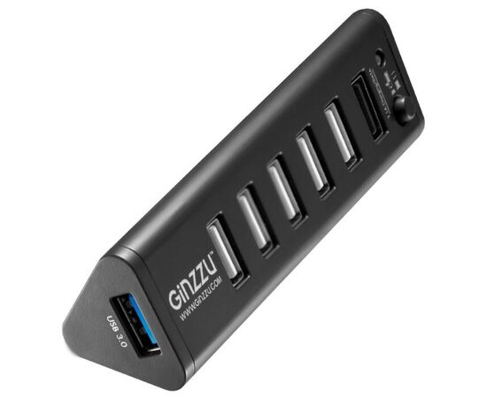 Точка ПК USB-концентратор GiNZZU GR-315UB, разъемов: 7, черный, изображение 2