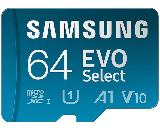 Точка ПК Карта памяти Samsung EVO Select 64 ГБ microSDXC A1, V10, U1, Class 10, R 130 МБ/с, MB-ME64KA