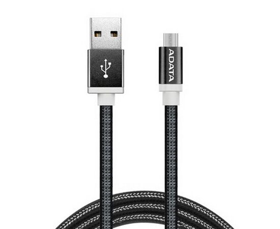 Точка ПК Кабель ADATA microUSB-USB для зарядки и синхронизации 1м, металлический, Black