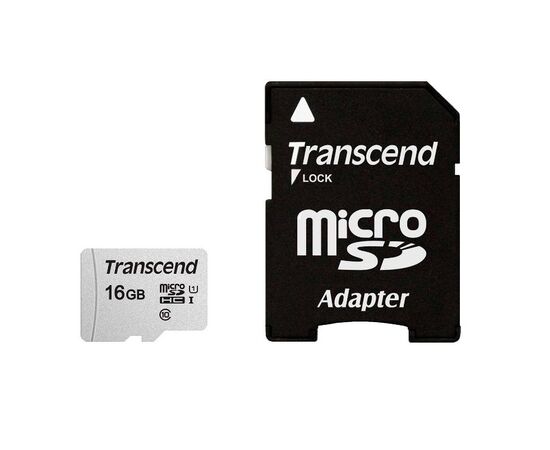 Точка ПК Карта памяти Transcend 300S micro SDHC 16Gb UHS-I U1 + ADP, TS16GUSD300S-A