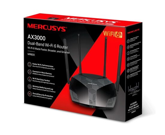 Точка ПК Wi-Fi роутер Mercusys MR80X, черный