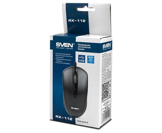 Точка ПК Мышь SVEN RX-112 Black USB, изображение 6